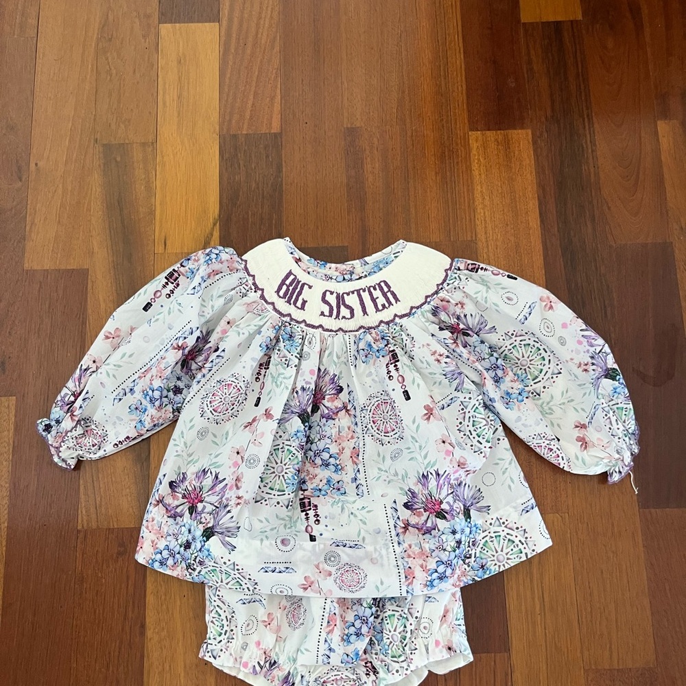 Floral 'Big Sister' Kids Matching Set